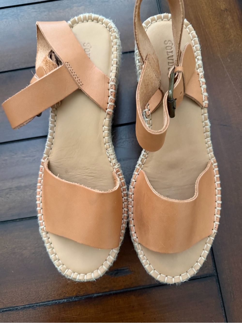 Soludos Tan Leather Espadrille Slingback Sandals